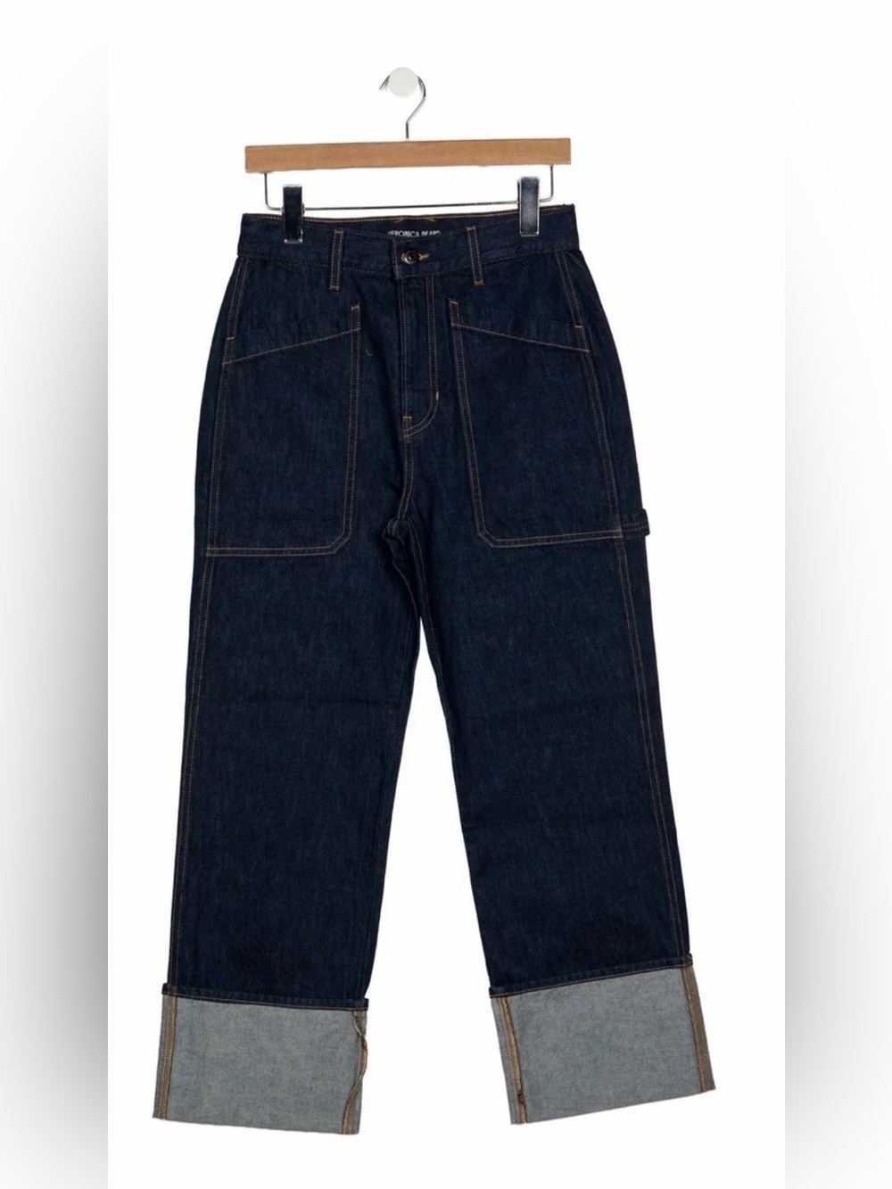 Veronica Beard Dark Blue High-Rise Wide-Leg Jeans